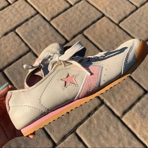 vintage Converse trainers with pink suede …